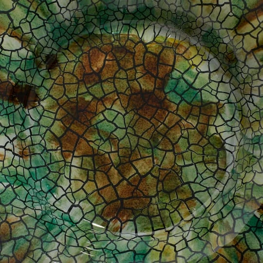 18" Green & Turquoise Glass Glam Decorative Plate With Stand 8 18" Green & Turquoise Glass Glam Decorative Plate With Stand - Image 6