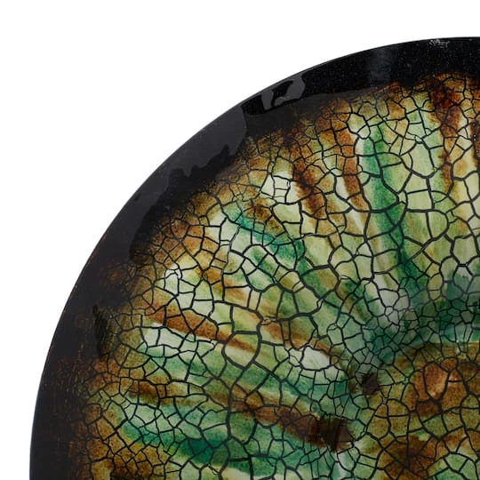 18" Green & Turquoise Glass Glam Decorative Plate With Stand 9 18" Green & Turquoise Glass Glam Decorative Plate With Stand - Image 7