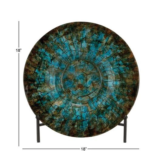 18" Green & Turquoise Glass Glam Decorative Plate With Stand 10 18" Green & Turquoise Glass Glam Decorative Plate With Stand - Image 8