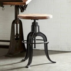 29" Brown Iron & Wood Industrial Stool 16 29" Brown Iron & Wood Industrial Stool -Michaels Decor Sale D370013S 6