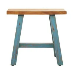 18" Blue Mahogany Farmhouse Stool -Michaels Decor Sale D370019S 2