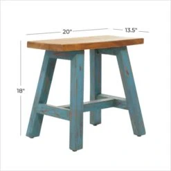 18" Blue Mahogany Farmhouse Stool -Michaels Decor Sale D370019S 4