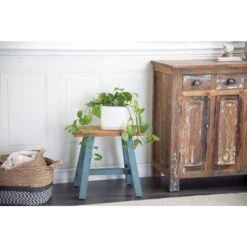 18" Blue Mahogany Farmhouse Stool -Michaels Decor Sale D370019S 5
