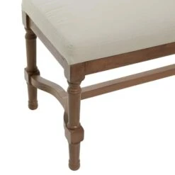 Brown Wood & Linen Traditional Bench -Michaels Decor Sale D370030S 3