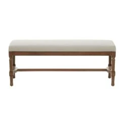 Brown Wood & Linen Traditional Bench -Michaels Decor Sale D370030S 4