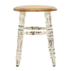 18" White Wood Farmhouse Stool -Michaels Decor Sale D370035S 2