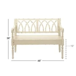 Farmhouse Rectangular Distressed White Wooden Indoor Bench -Michaels Decor Sale D370038S 5