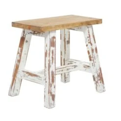 Brown & White Wood Farmhouse Bench -Michaels Decor Sale D370047S 2