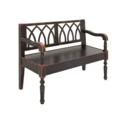 Dark Mahogany Wooden Farmhouse Indoor Bench -Michaels Decor Sale D370048S 2