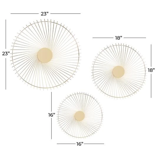 Gold Metal Contemporary Wall Décor Set, 16", 18" & 23" 9 Gold Metal Contemporary Wall Décor Set, 16", 18" & 23" - Image 7