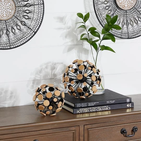 Brown Metal Abstract Decorative Orb Set 7 Brown Metal Abstract Decorative Orb Set - Image 5