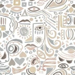 RoomMates Mod Faces Peel & Stick Wallpaper Gray/Taupe -Michaels Decor Sale D372172S 1 1