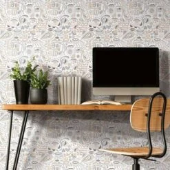 RoomMates Mod Faces Peel & Stick Wallpaper Gray/Taupe -Michaels Decor Sale D372172S 3