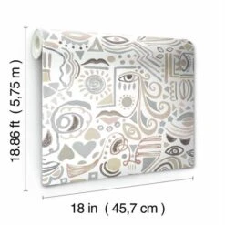 RoomMates Mod Faces Peel & Stick Wallpaper Gray/Taupe -Michaels Decor Sale D372172S 7