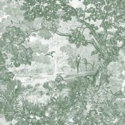 RoomMates Jungle Toile Peel & Stick Wallpaper Green/Gray