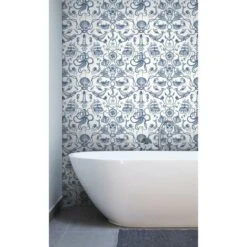 RoomMates Deep Sea Toile Peel & Stick Wallpaper Blue And White -Michaels Decor Sale D372261S 3
