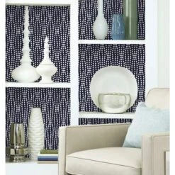 RoomMates Strands Peel & Stick Wallpaper Navy And White 17 RoomMates Strands Peel & Stick Wallpaper Navy And White -Michaels Decor Sale D372361S 3