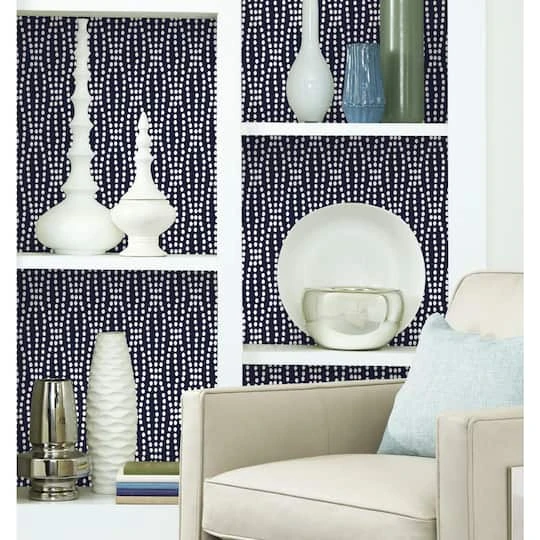 RoomMates Strands Peel & Stick Wallpaper Navy And White 7 RoomMates Strands Peel & Stick Wallpaper Navy And White - Image 5