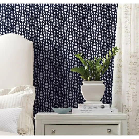 RoomMates Strands Peel & Stick Wallpaper Navy And White 8 RoomMates Strands Peel & Stick Wallpaper Navy And White - Image 6