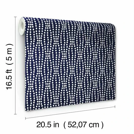 RoomMates Strands Peel & Stick Wallpaper Navy And White 11 RoomMates Strands Peel & Stick Wallpaper Navy And White - Image 9