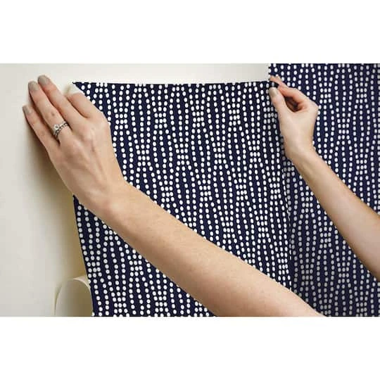 RoomMates Strands Peel & Stick Wallpaper Navy And White 13 RoomMates Strands Peel & Stick Wallpaper Navy And White - Image 11