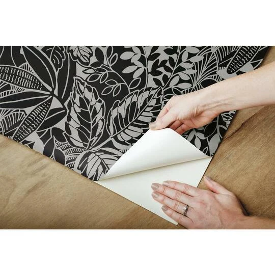 RoomMates Vintage Batik Jungle Peel & Stick Wallpaper Black/Gray 12 RoomMates Vintage Batik Jungle Peel & Stick Wallpaper Black/Gray - Image 10
