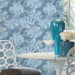 RoomMates Jungle Leaf Canopy Peel & Stick Wallpaper Blue/Gray 17 RoomMates Jungle Leaf Canopy Peel & Stick Wallpaper Blue/Gray -Michaels Decor Sale D372466S 3