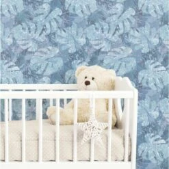 RoomMates Jungle Leaf Canopy Peel & Stick Wallpaper Blue/Gray 18 RoomMates Jungle Leaf Canopy Peel & Stick Wallpaper Blue/Gray -Michaels Decor Sale D372466S 4