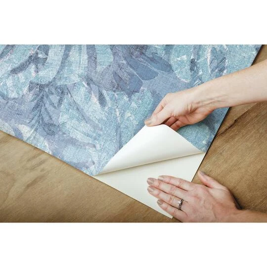 RoomMates Jungle Leaf Canopy Peel & Stick Wallpaper Blue/Gray 12 RoomMates Jungle Leaf Canopy Peel & Stick Wallpaper Blue/Gray - Image 10