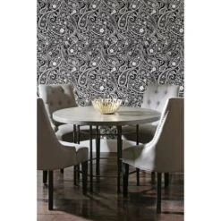 RoomMates Paisley Prince Peel & Stick Wallpaper Black And White -Michaels Decor Sale D372640S 2