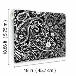 RoomMates Paisley Prince Peel & Stick Wallpaper Black And White -Michaels Decor Sale D372640S 7