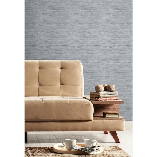 RoomMates Faux Grasscloth Peel & Stick Wallpaper Blue, Gray 7 RoomMates Faux Grasscloth Peel & Stick Wallpaper Blue, Gray - Image 5