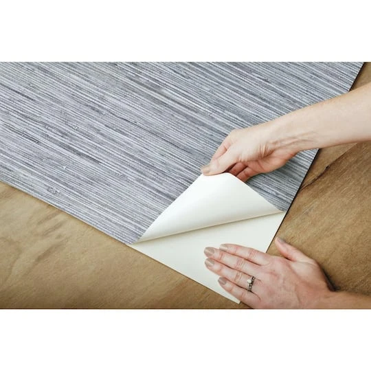 RoomMates Faux Grasscloth Peel & Stick Wallpaper Blue, Gray 8 RoomMates Faux Grasscloth Peel & Stick Wallpaper Blue, Gray - Image 6