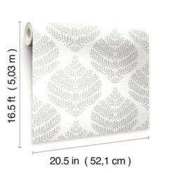 RoomMates Hygge Fern Damask Peel & Stick Wallpaper Gray And White -Michaels Decor Sale D372772S 6