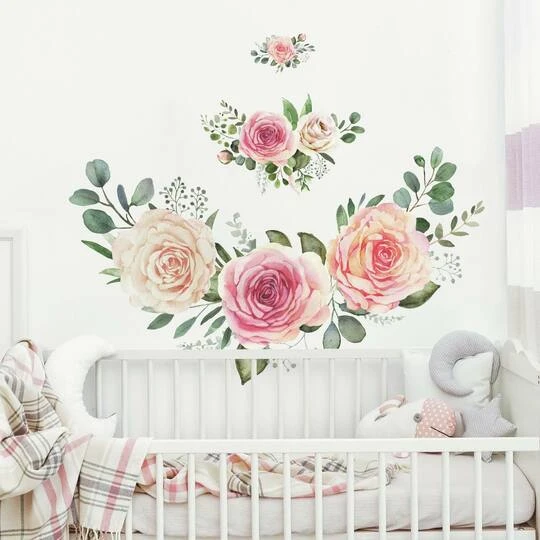 RoomMates Pink Roses Peel & Stick Giant Wall Decals 6 RoomMates Pink Roses Peel & Stick Giant Wall Decals - Image 4