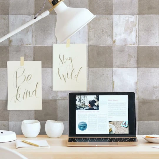 RoomMates Buffalo Plaid Peel & Stick Wallpaper Neutral 8 RoomMates Buffalo Plaid Peel & Stick Wallpaper Neutral - Image 6