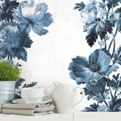 RoomMates Vintage Floral Stripe Peel & Stick Wallpaper Blue -Michaels Decor Sale D372835S 5