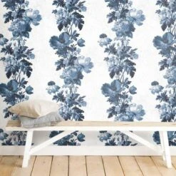 RoomMates Vintage Floral Stripe Peel & Stick Wallpaper Blue -Michaels Decor Sale D372835S 7