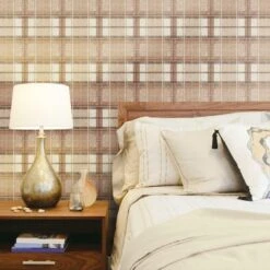 RoomMates Tweed Plaid Peel & Stick Wallpaper Brown -Michaels Decor Sale D372844S 2