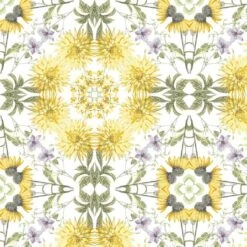 RoomMates Cottage Garden Kaleidoscope Peel & Stick Wallpaper Yellow And Green And White -Michaels Decor Sale D372849S 1 1