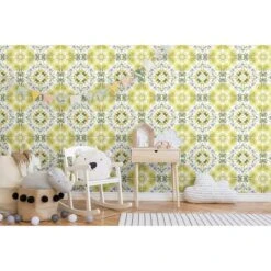 RoomMates Cottage Garden Kaleidoscope Peel & Stick Wallpaper Yellow And Green And White -Michaels Decor Sale D372849S 2