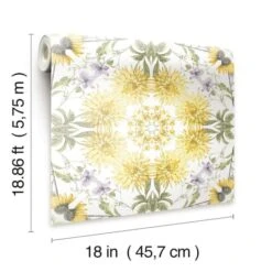 RoomMates Cottage Garden Kaleidoscope Peel & Stick Wallpaper Yellow And Green And White -Michaels Decor Sale D372849S 7