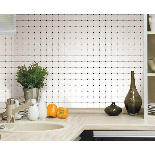 RoomMates Black & White Diamond Backsplash StickTiles® 8 RoomMates Black & White Diamond Backsplash StickTiles® - Image 6