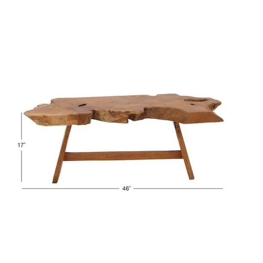 35" Brown Teak Contemporary Coffee Table 7 35" Brown Teak Contemporary Coffee Table - Image 5