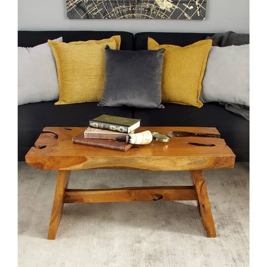 35" Brown Teak Contemporary Coffee Table 8 35" Brown Teak Contemporary Coffee Table - Image 6