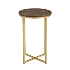 Walker Edison 16" Glam Round Side Table Dark Walnut/Gold 11 Walker Edison 16" Glam Round Side Table Dark Walnut/Gold -Michaels Decor Sale D374452S 2