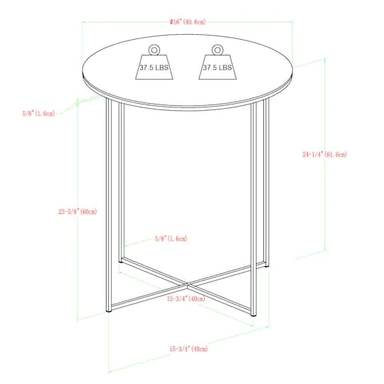Walker Edison 16" Glam Round Side Table Dark Walnut/Gold 9 Walker Edison 16" Glam Round Side Table Dark Walnut/Gold - Image 7