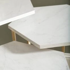 Walker Edison Faux White Marble/Gold Hexagon Modern Nesting Tables Set -Michaels Decor Sale D374456S 4