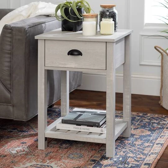 Walker Edison 18" 1-Drawer Country Side Table Stone Gray 7 Walker Edison 18" 1-Drawer Country Side Table Stone Gray - Image 5
