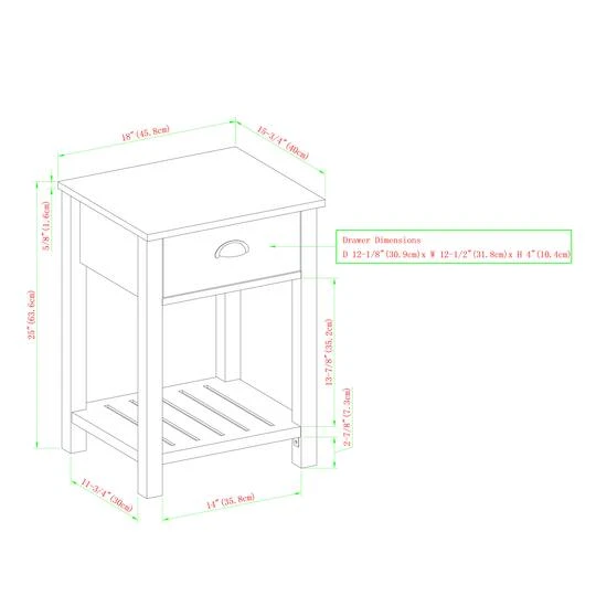 Walker Edison 18" 1-Drawer Country Side Table Stone Gray 11 Walker Edison 18" 1-Drawer Country Side Table Stone Gray - Image 9
